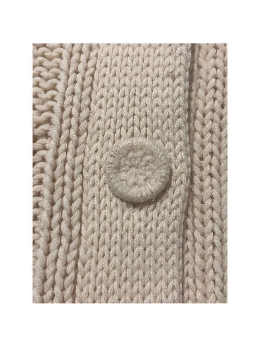 Virgin Acrylic Fiber sweater made in Korea crochet buttons size medium cream - Picture 5 of 11